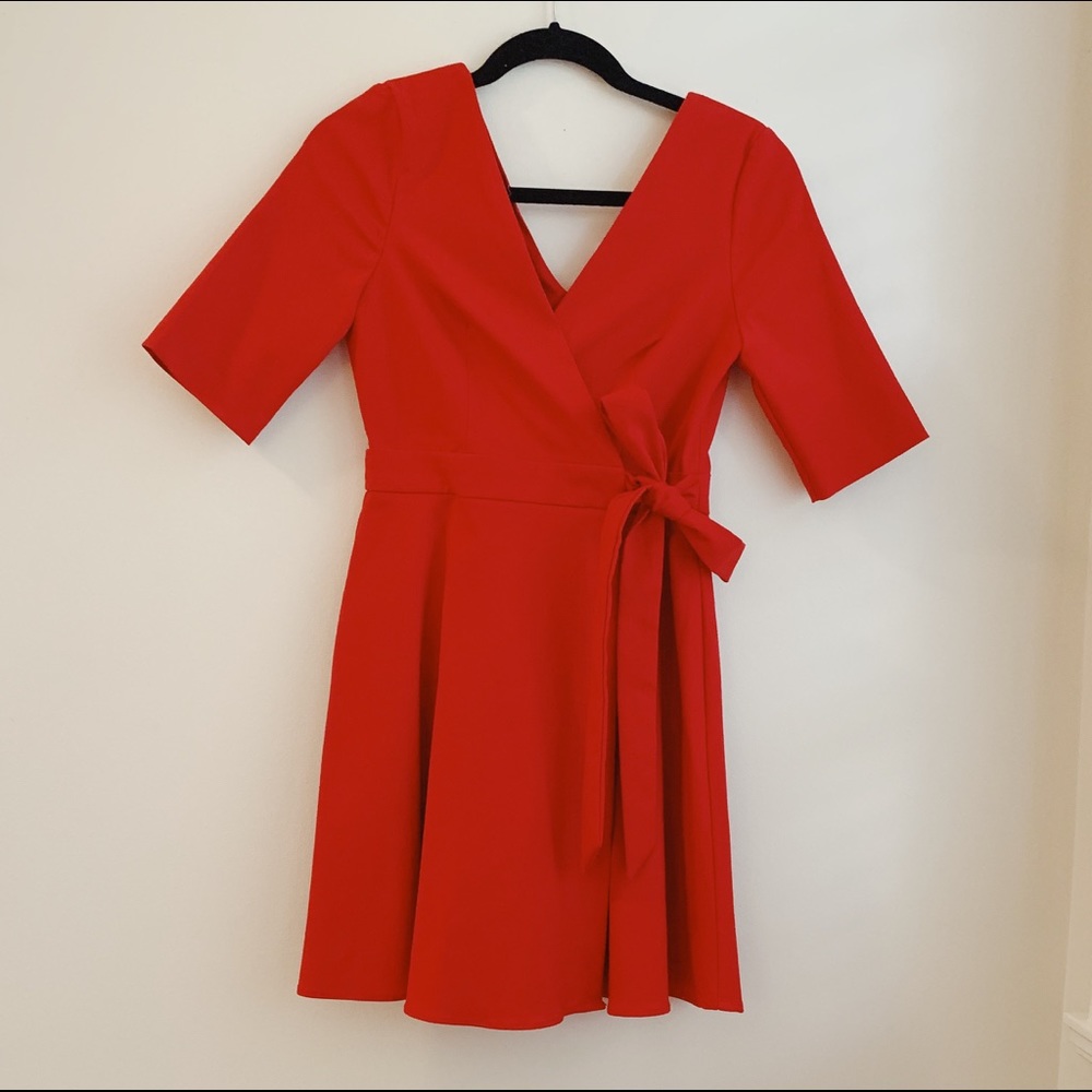 Zara TRF Red Wrap Dress NWOT